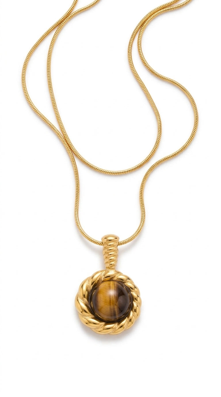 Isolde Tiger Eye Pendant Necklace