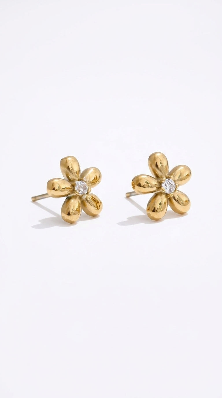 Héloïse Gold Blossom Zirconia Stud Earrings