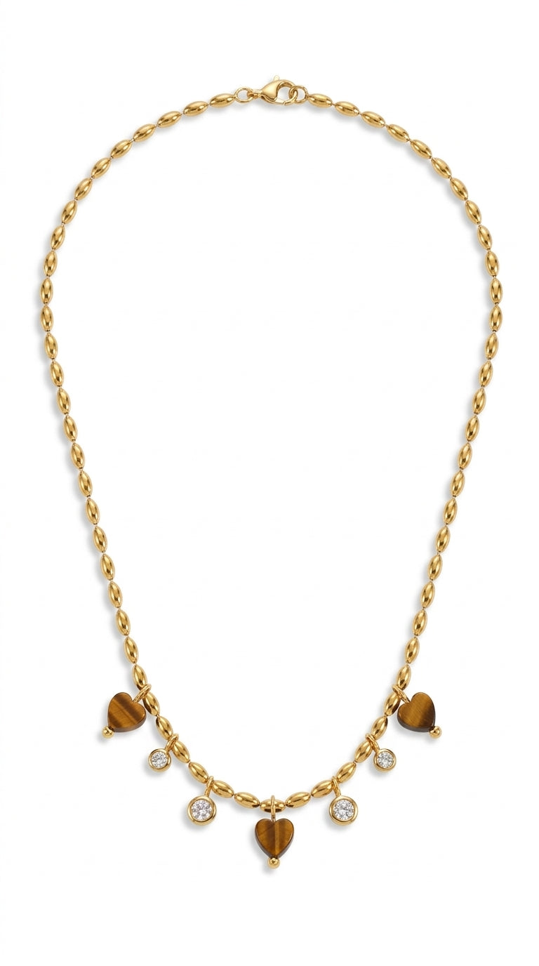 Katarina Tiger Eye Heart Pendant Necklace