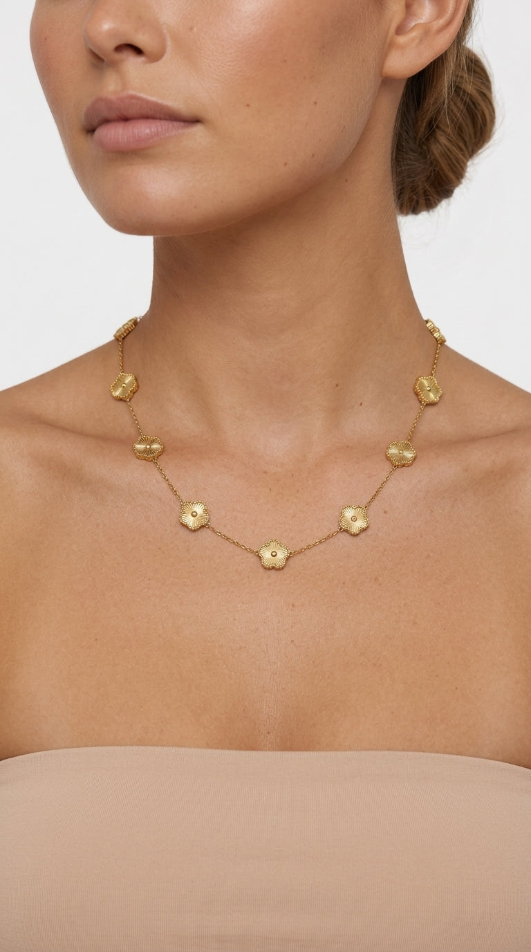 Isobel Five-Petal Clover Station Necklace