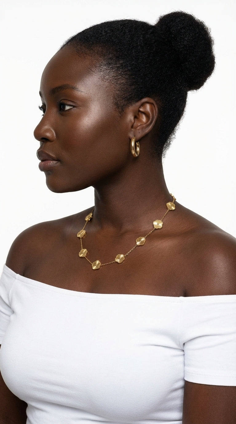 Isobel Five-Petal Clover Station Necklace