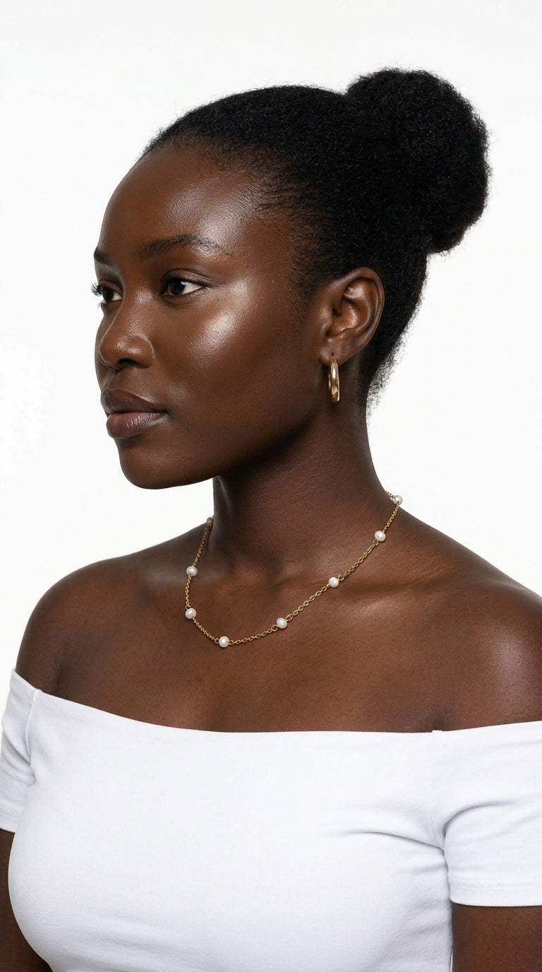 Elara Pearl Station Necklace