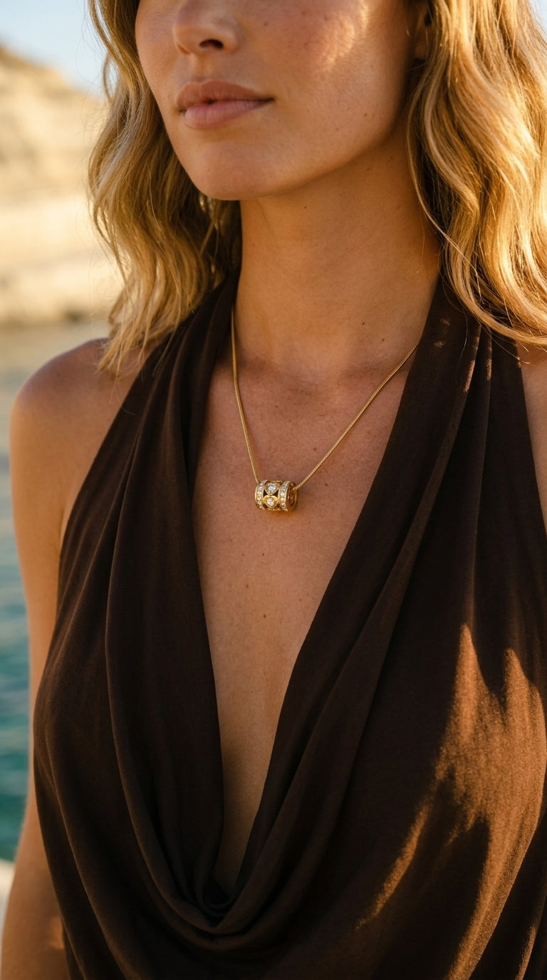 Natasha Crystal Heart Barrel Pendant Necklace