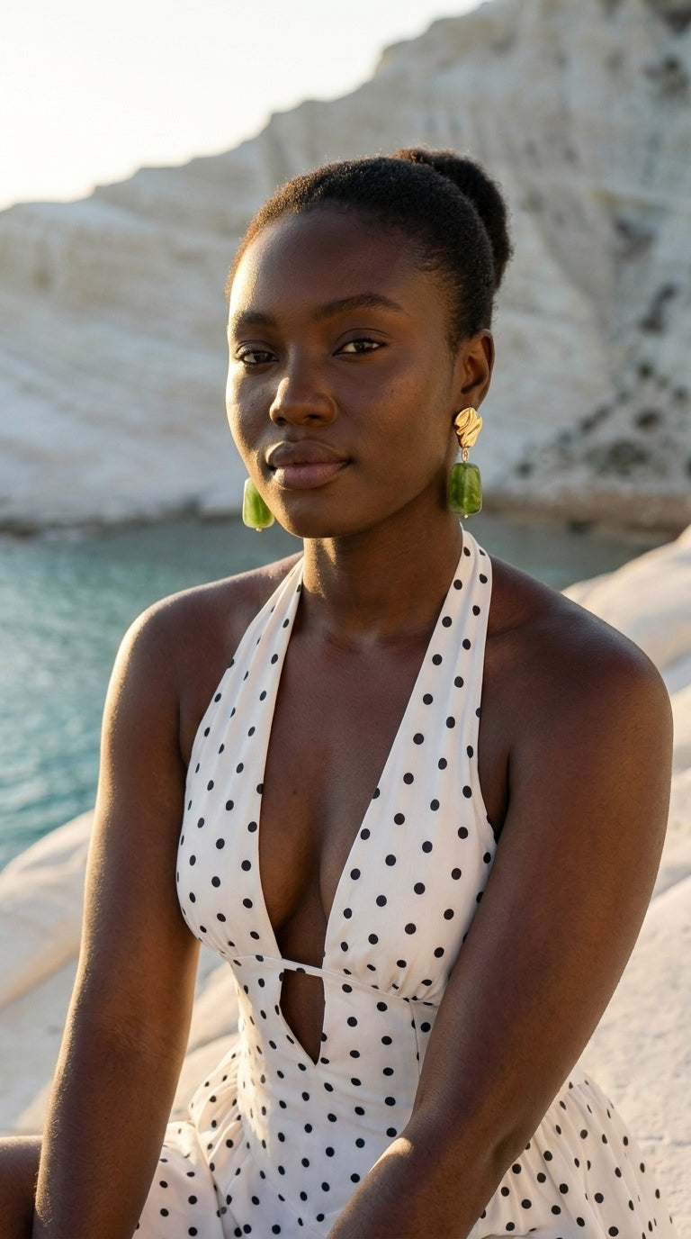 Mireille Green Resin Sculptural Drop Earrings
