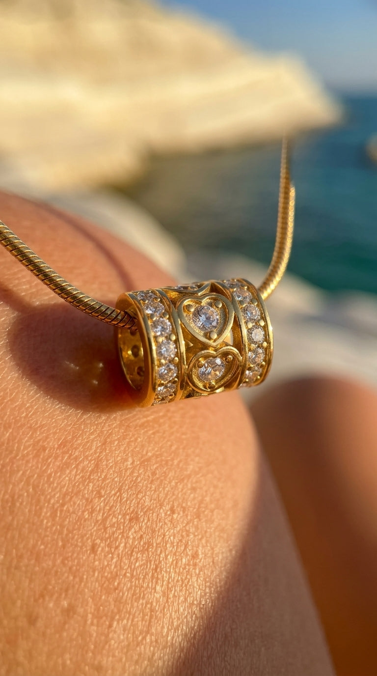 Natasha Crystal Heart Barrel Pendant Necklace
