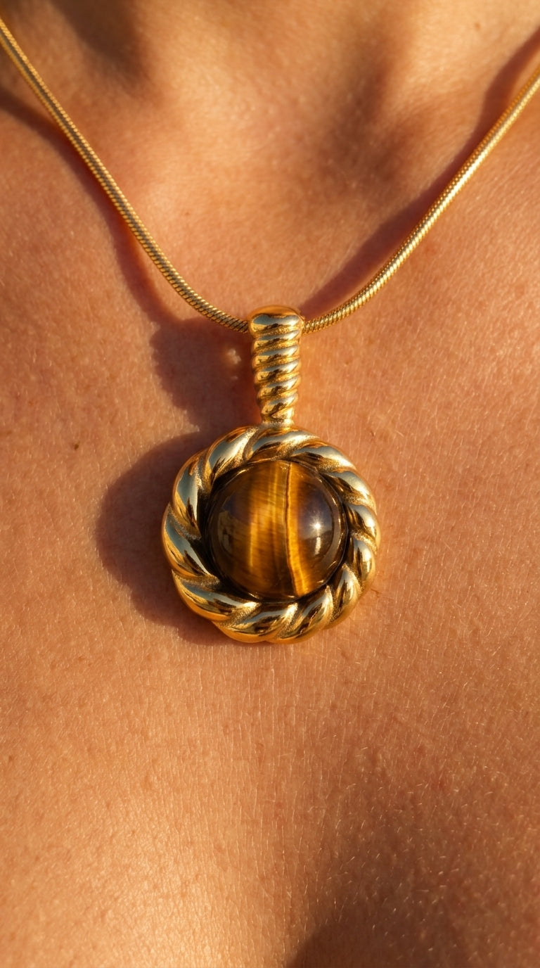 Isolde Tiger Eye Pendant Necklace