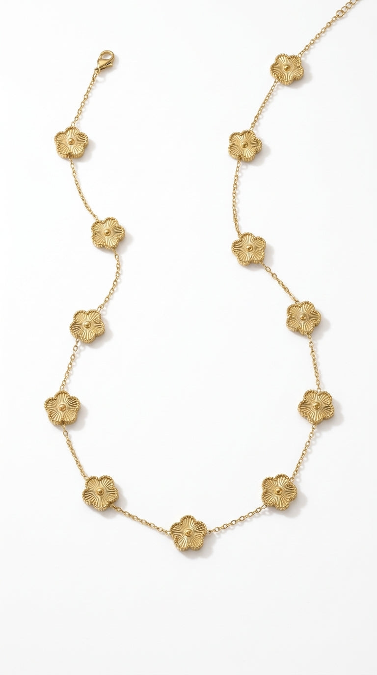 Isobel Five-Petal Clover Station Necklace