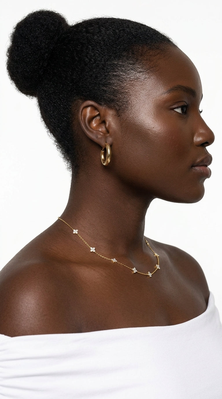 Floriane Zirconia Clover Station Necklace