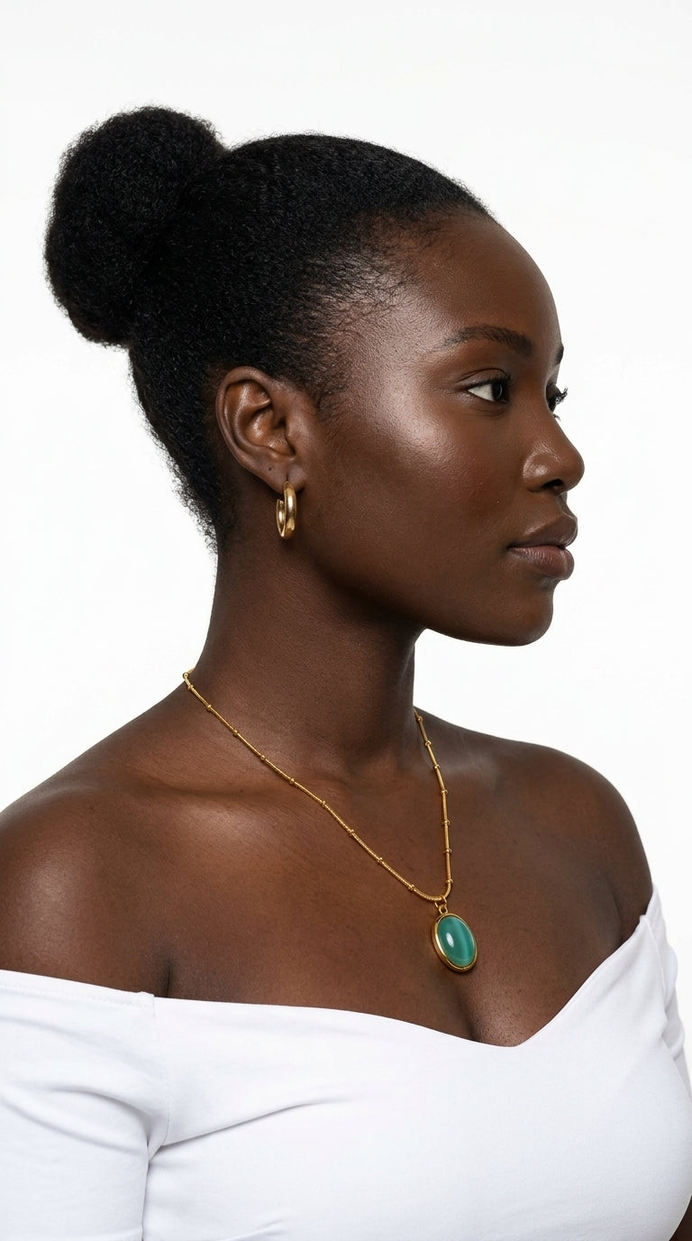 Elara Green Agate Pendant Necklace