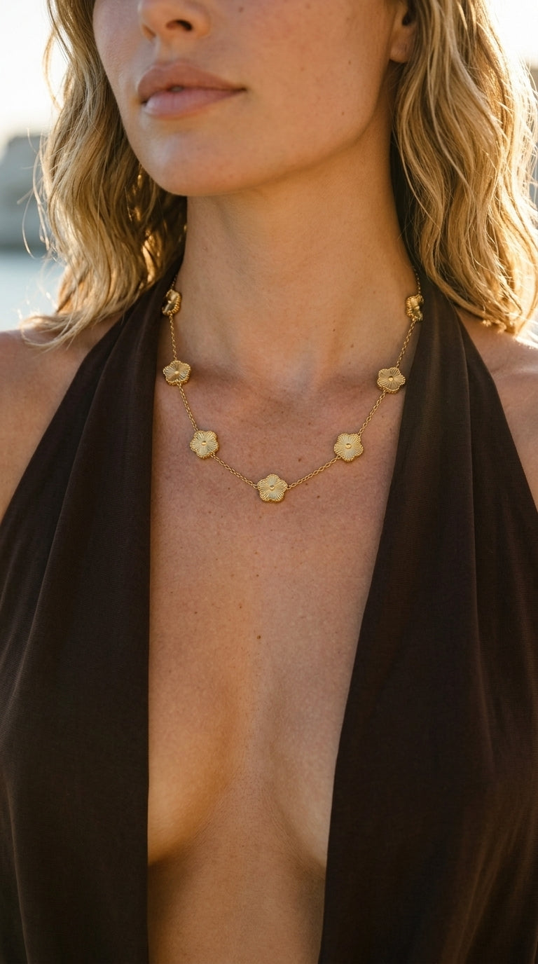 Isobel Five-Petal Clover Station Necklace