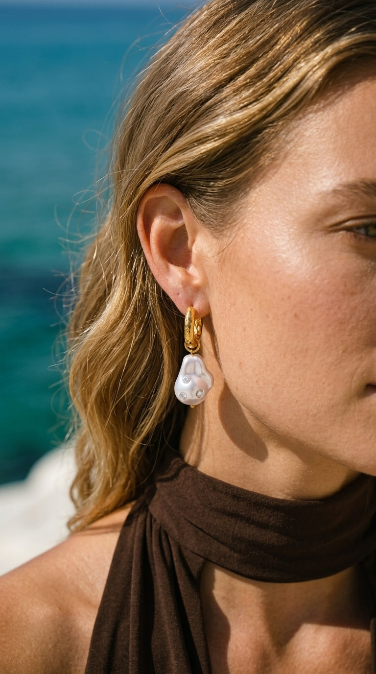 Celestine Baroque Pearl Drop Earrings