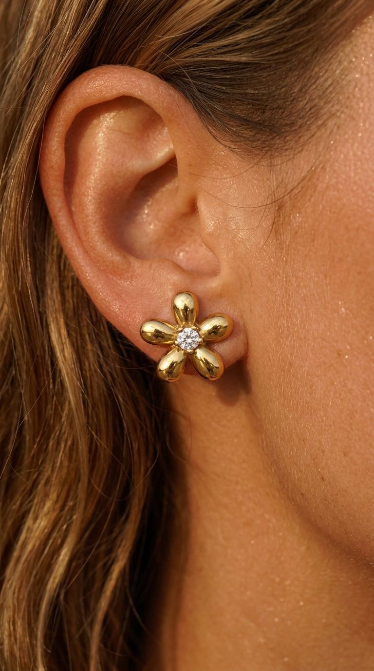 Héloïse Gold Blossom Zirconia Stud Earrings