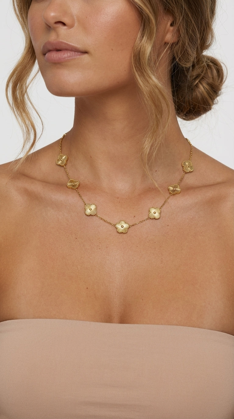 Isobel Five-Petal Clover Station Necklace